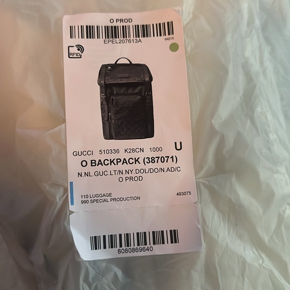 Gucci Authentic Blk GG Monogram Nylon Drawstring Backpack Leather Trim 510336 - Picture 15 of 16